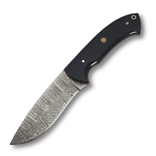 Damascus Hunting Knife with Premium Leather Sheath