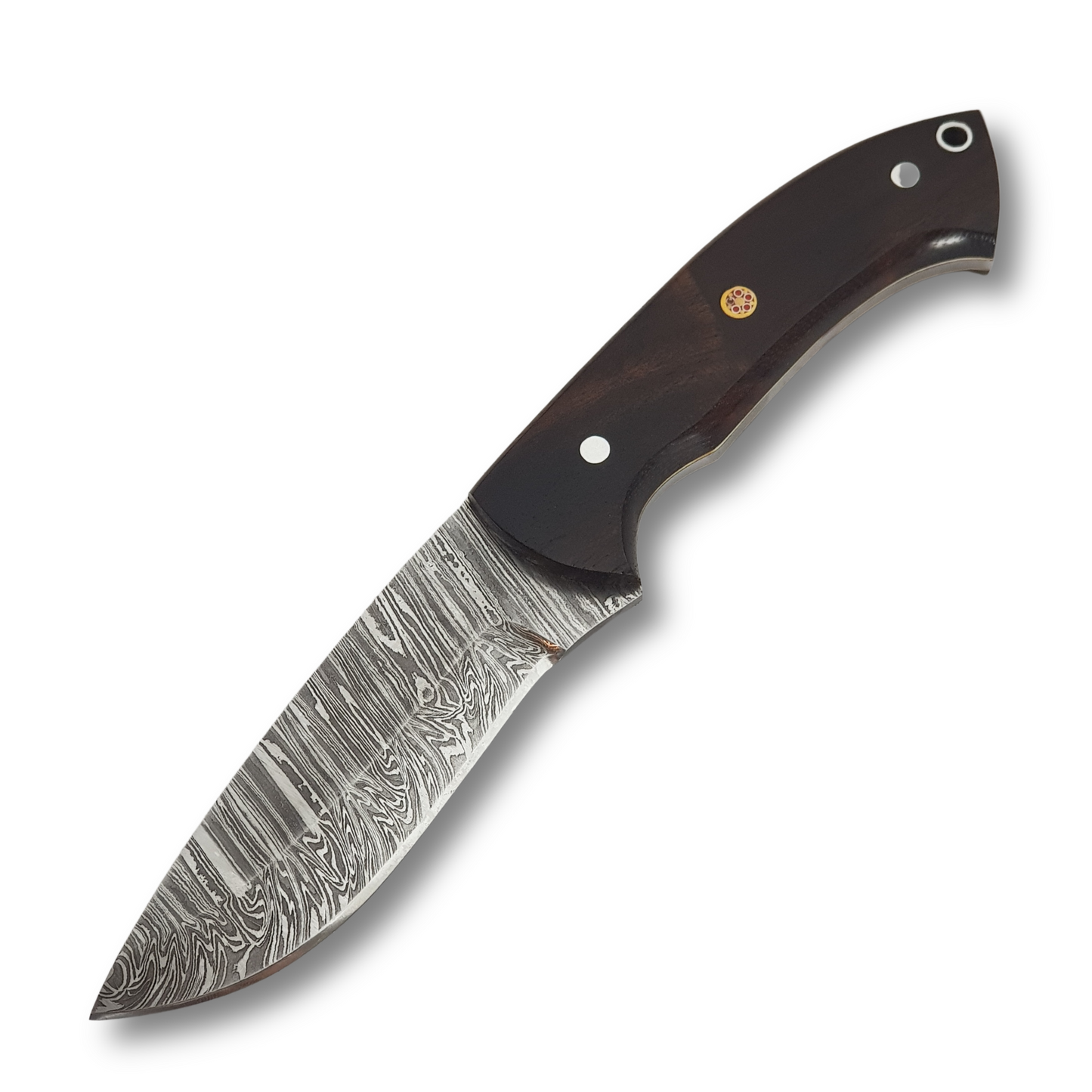 Damascus Hunting knife with Leather Sheath.